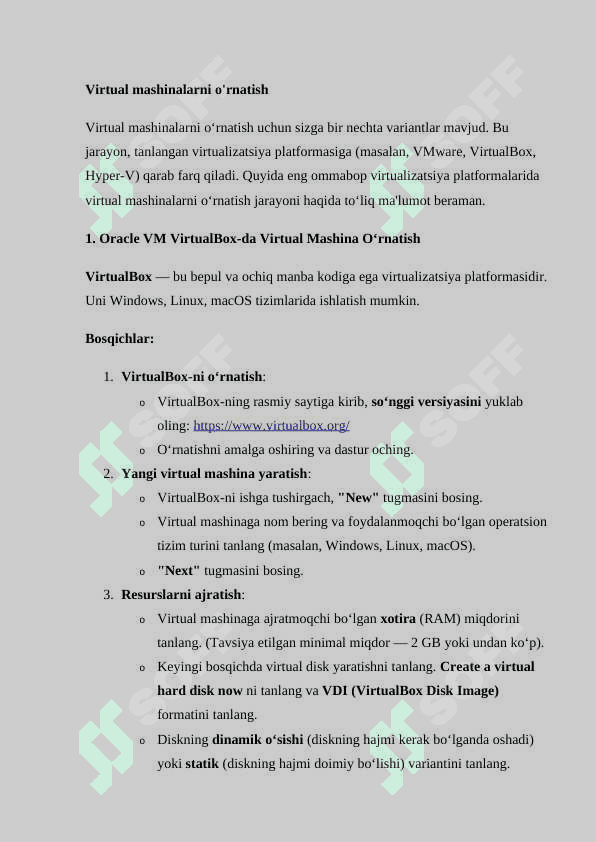 Virtual serverlar haqida ma’lumot... . Virtual mashinalarni o'rnatish 4