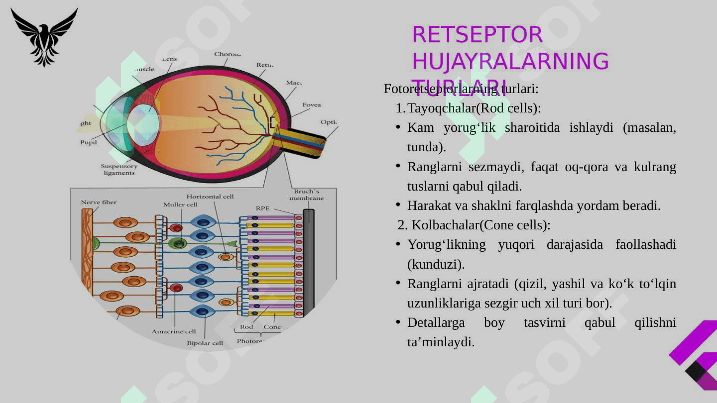 Retseptsiya, retseptor hujayralar tuzilishi va faoliyati. Tashqi signallar sezish organlari retseptsiyasi. 7