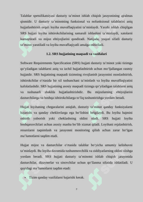 Talablar spetsifikatsiyasi 7