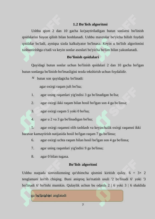 Evklid algoritmi uchun samarali algoritm 7