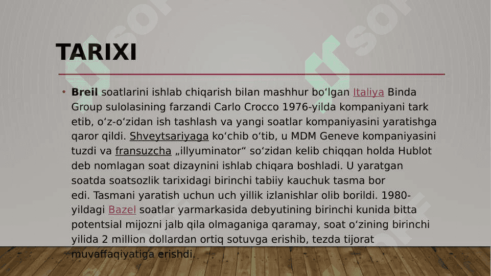 Mashhur soatsozlar va ularning brendlari 4