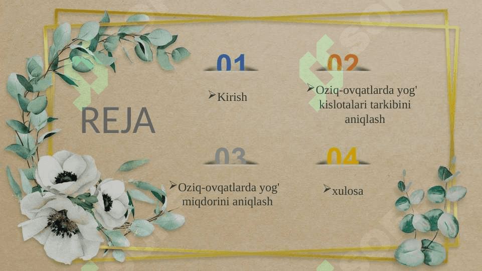 Ozuqa tarkibidagi yogʻlarni sifat analizi 2