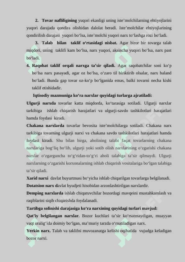 RAQOBAT VA BOZOR NARXLARINI SHAKLLANISHI 2