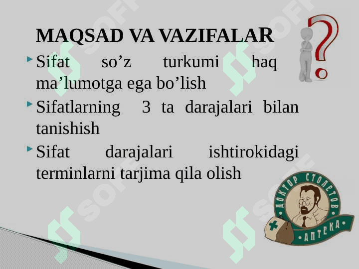 Sifat darajalari orttirma daraja. Lotin tili 2