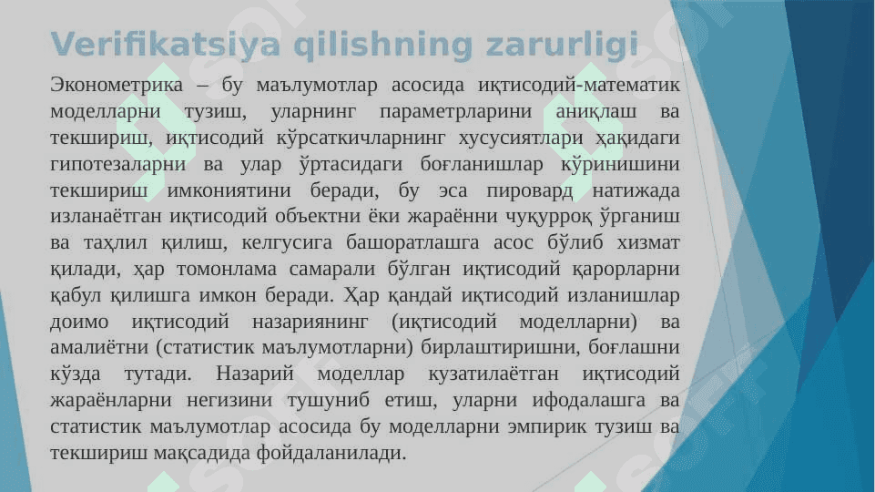 Ekonometrik modellarni baholash 2