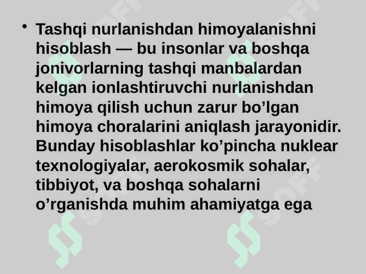 Tashqi nurlanishdan himoyalanishni hisoblash 3