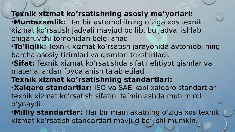 Avtomobillarga texnik xizmat koʻrsatish va ta'mirlash tizimi 3