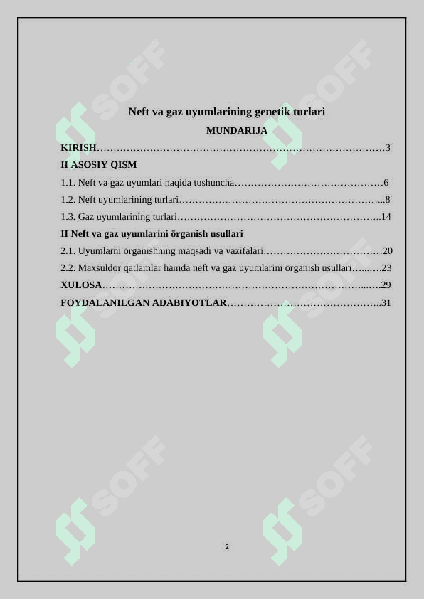 Neft va gaz uyumlarining genetik turlari 2