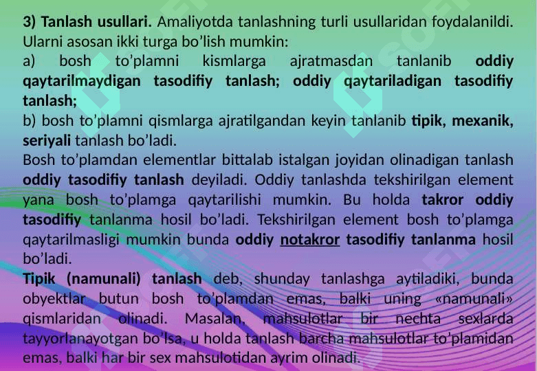 Matematik statistika elementlari. Noma'lum parametrlarni baholash. 7