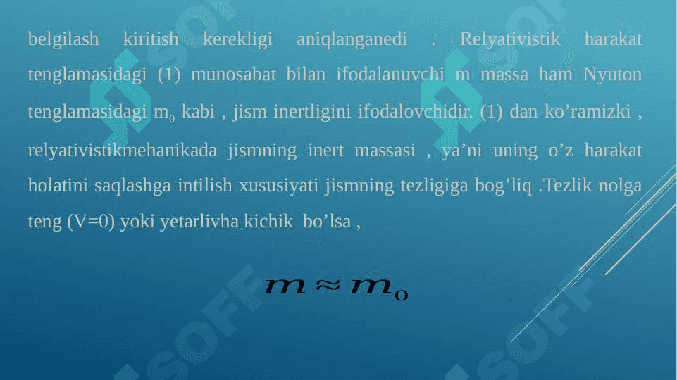 Zarra massasining relyavistik ifodasi 3