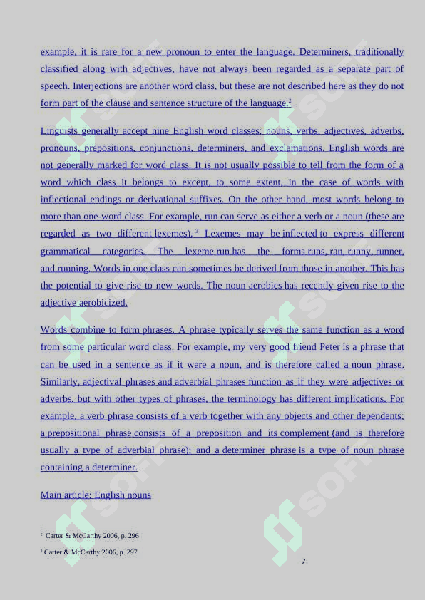 The classification of Sentences 7
