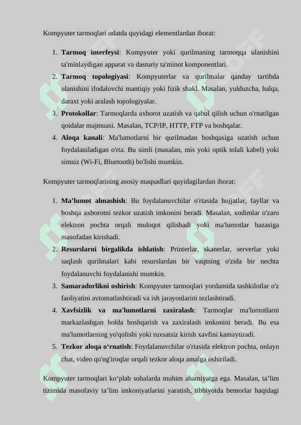 Kompyuter tarmoqlari va Internet (WWW) 2
