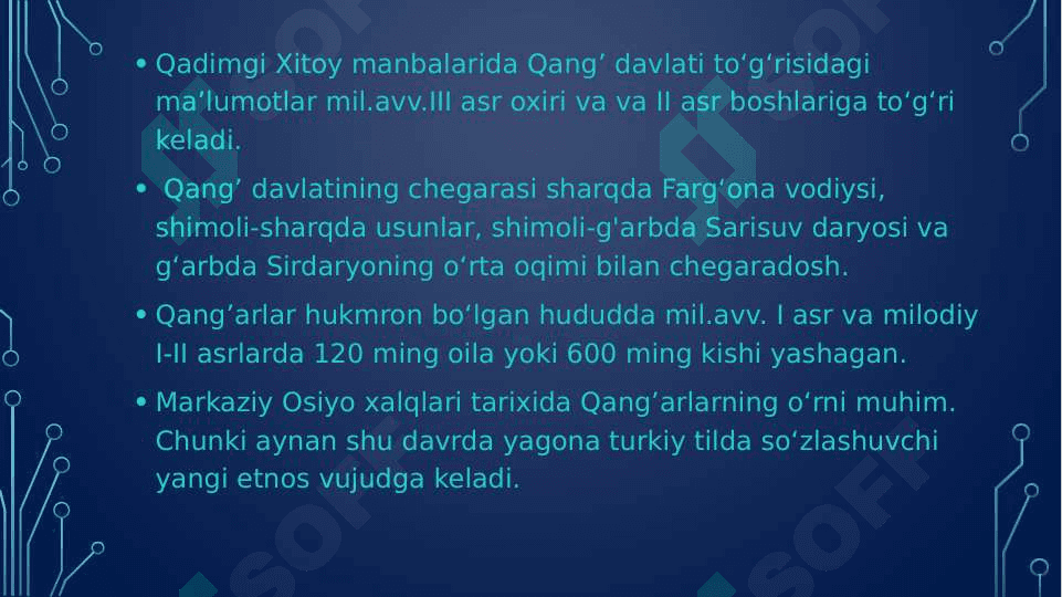 Qang’ va davan Davlati haqida  Xitoy manbalari 3