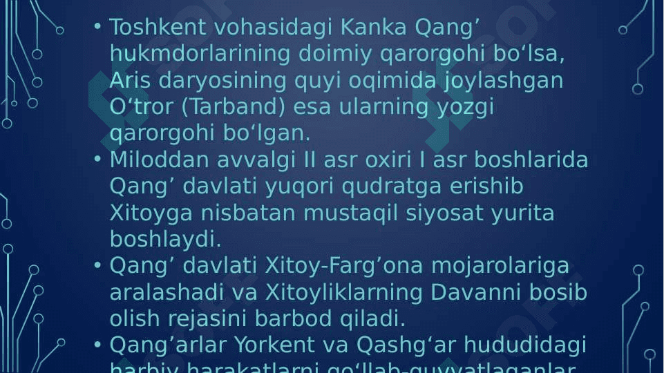 Qang’ va davan Davlati haqida  Xitoy manbalari 7