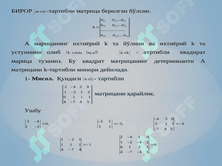 Matrisaning rangi. Teskari matrisa 2