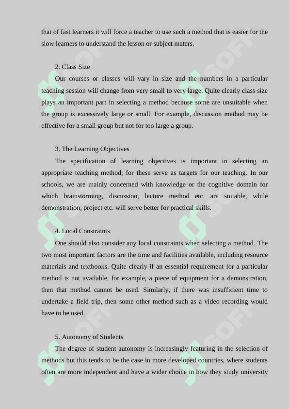 Choosing appropriate methods according to 3