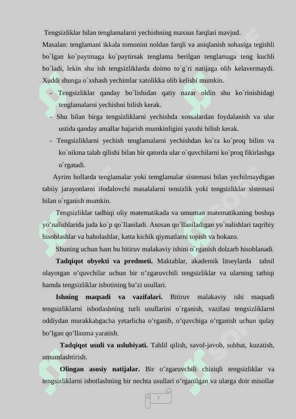 Tengsizliklarni isbotlashda klassik usullar 7