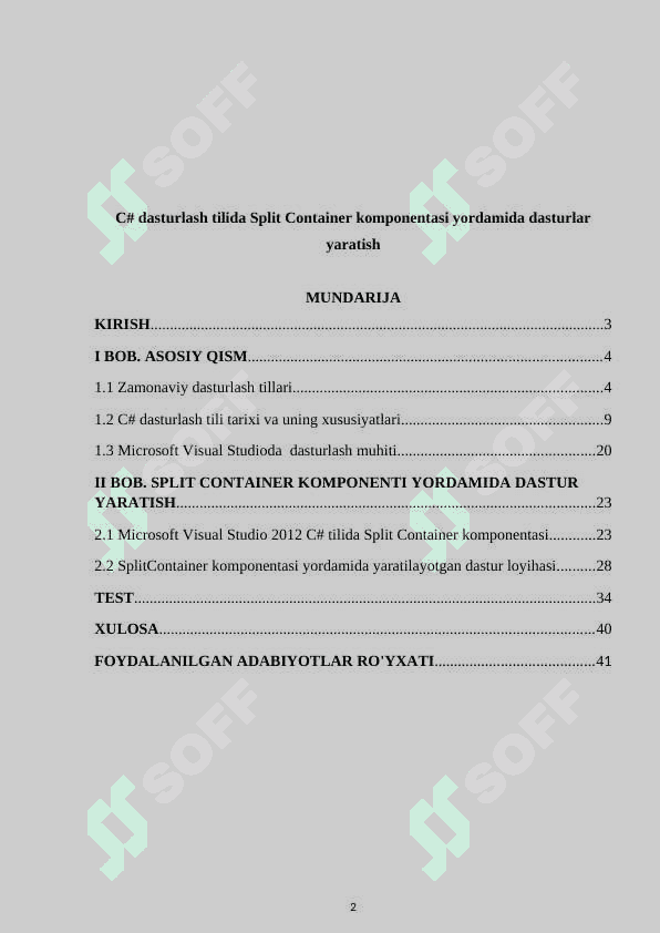 C# dasturlash tilida Split Container komponentasi yordamida dasturlar yaratish 2