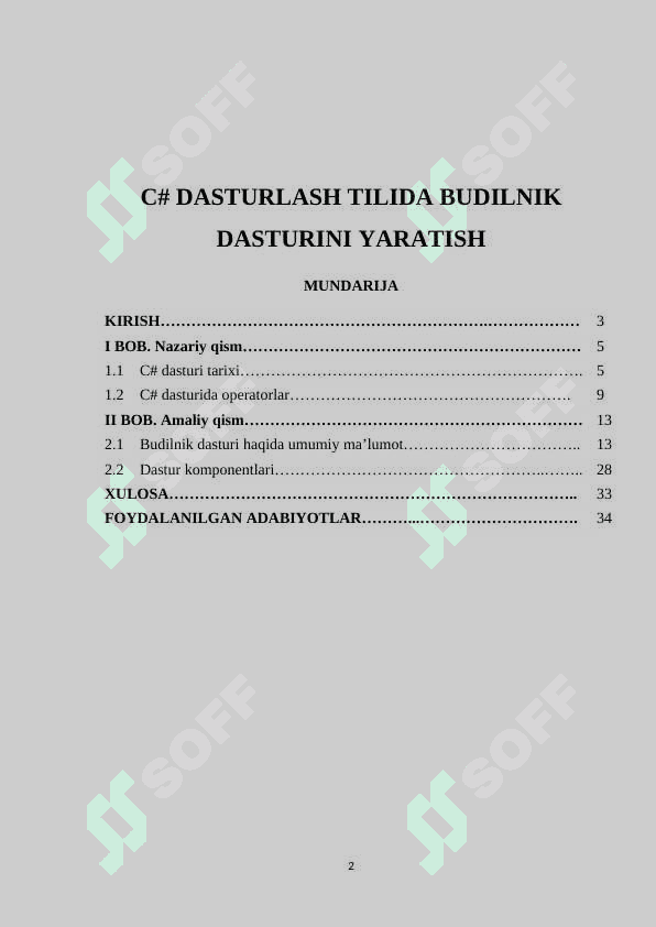 C# DASTURLASH TILIDA BUDILNIK DASTURINI YARATISH 2