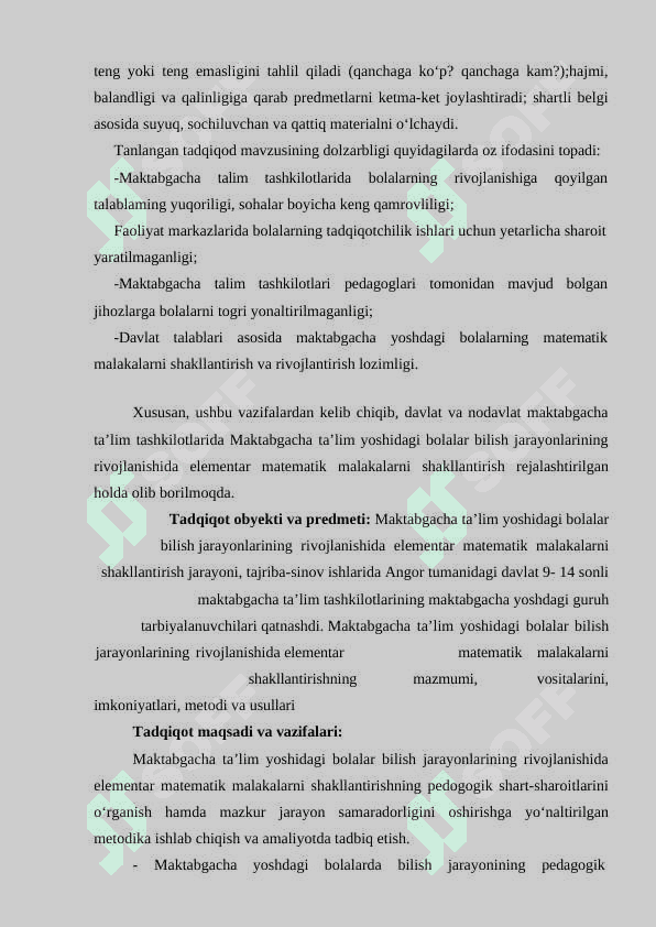 MАKTАBGАCHА TА’LIM YOSHIDАGI BOLАLАR BILISH JАRАYONLАRINING RIVOJLАNISHIDА ELEMENTАR MАTEMАTIK MАLАKАLАRNI SHАKLLАNTIRISH YO‘LLАRI 6