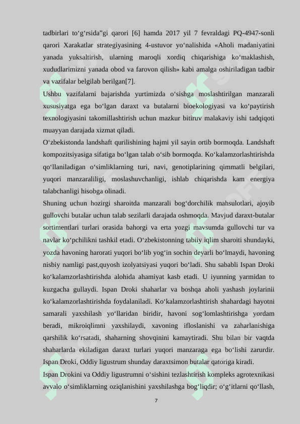 KO‘KALAMZORLASHTIRISHDA MANZARALI BUTASIMON DARAXTLARNI YETISHTIRISH TEXNOLOGIYASI 7