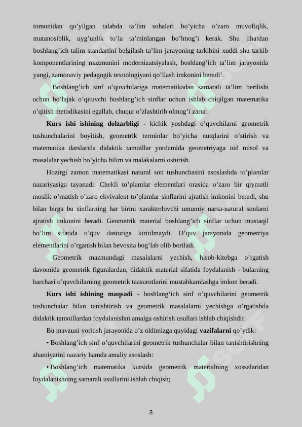 3-SINF  MATEMATIKA DARSLARIDA GEOMETRIK ELEMENTLARNI  O’QITISH 3