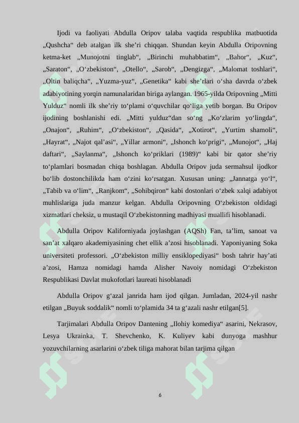 ABDULLA ORIPOV IJODI VA ADABIY TANQID 6