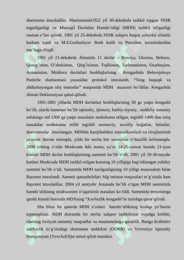 Mustaqil davlatlar hamdo'stligi va uning faoliyati 8