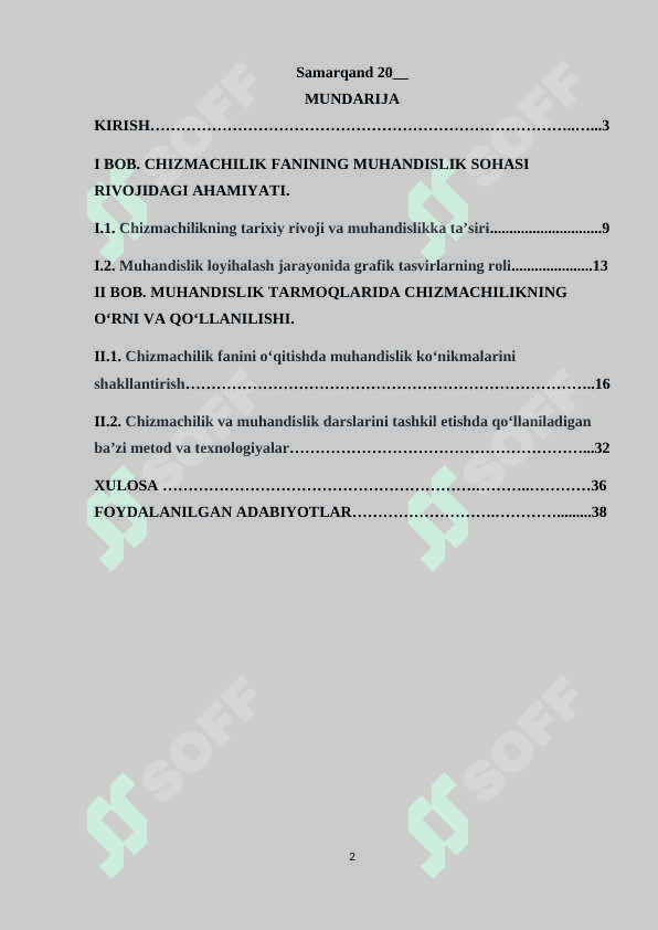 Chizmachilik fanining muhandislik sohasidagi o‘rni 2