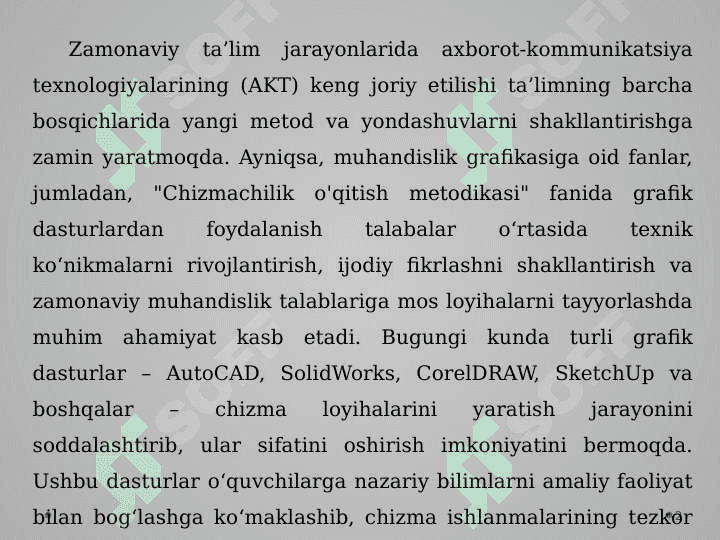 Chizma loyihalarini bajarishda grafik dasturlardan foydalanishning afzalliklari 2