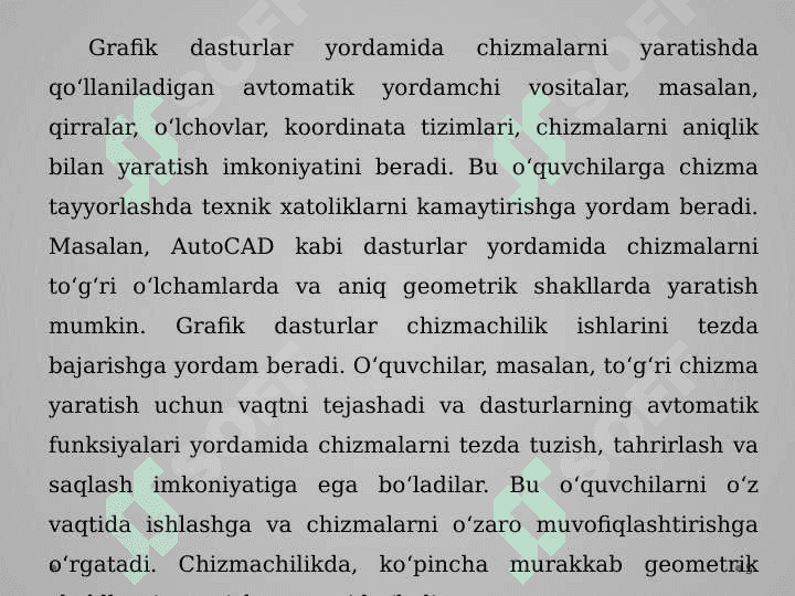 Chizma loyihalarini bajarishda grafik dasturlardan foydalanishning afzalliklari 5