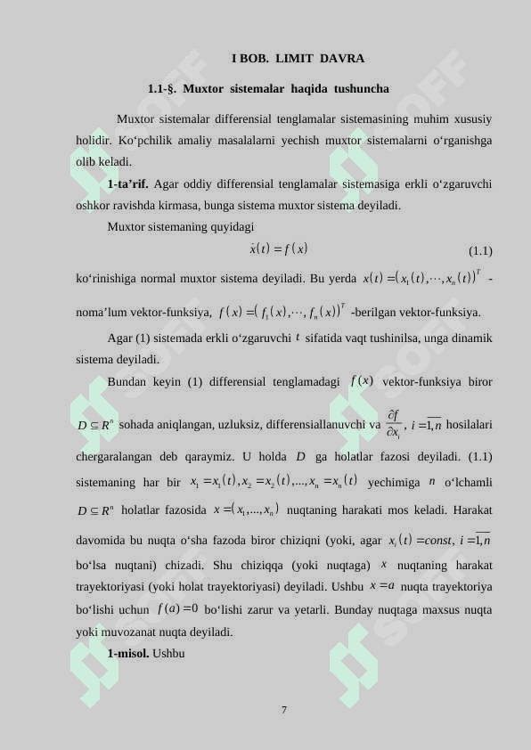 LIMIT DAVRA.   ERGASH   FUNKSIYALAR 7