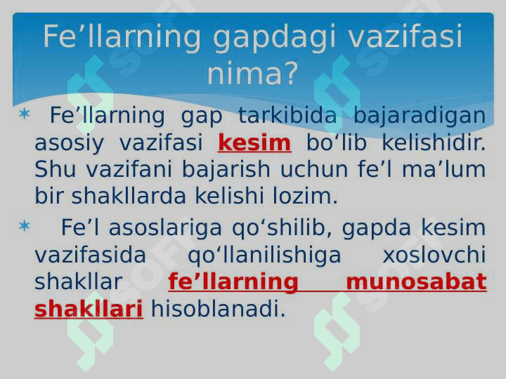Fe’llarning munosabat shakllari 4