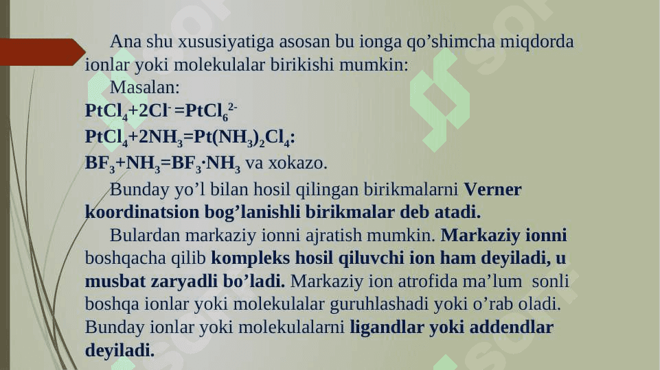 Kompleks birikmalarning analitik kimyoda ahamiyati 6