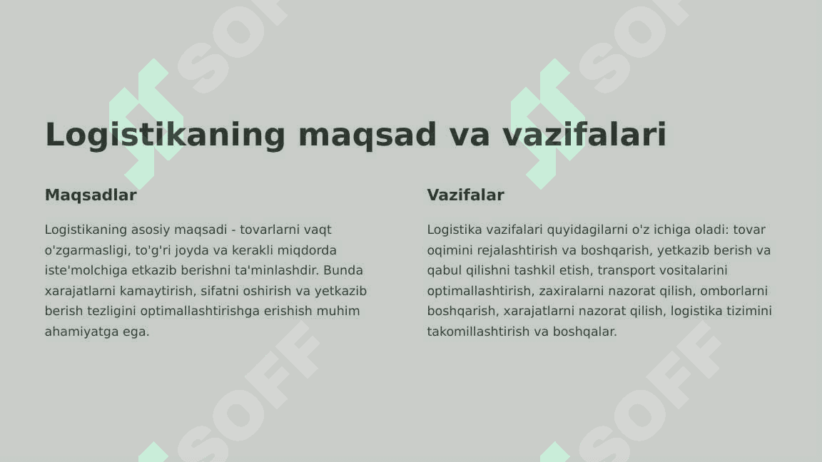 Logistikaning tarkibiy qismlari 3