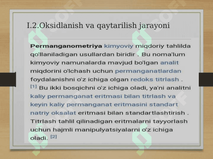 Oksidlanish – qaytarilish metodi yordamida titrlash 5