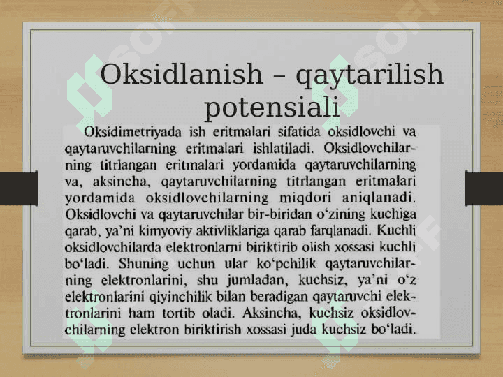 Oksidlanish – qaytarilish metodi yordamida titrlash 8