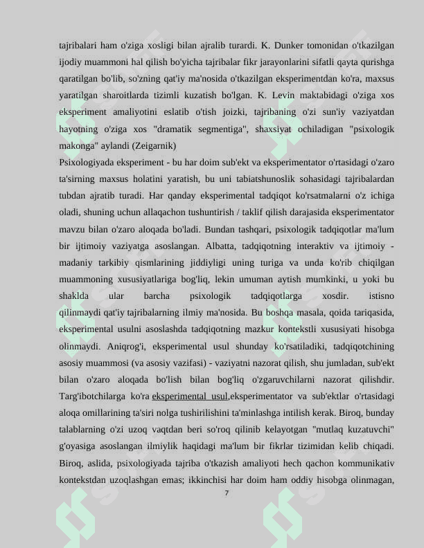 PSIXOLOGIYADA EKSPERIMENTAL PARADIGMA 7