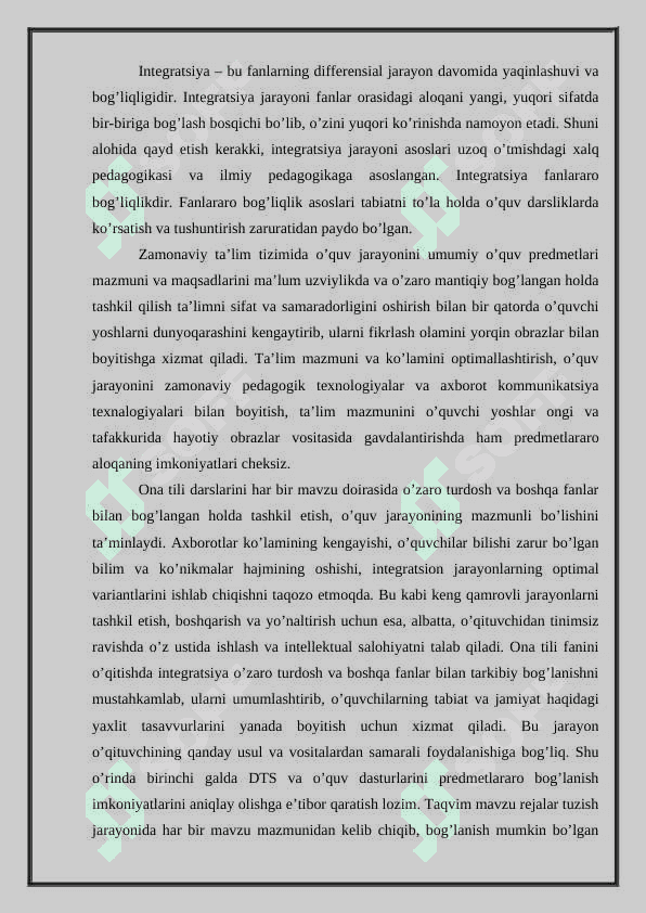 ONA TILINI O'QITISHDA INTEGRATIV YONDASHUV VA UNING MOHIYATI 8