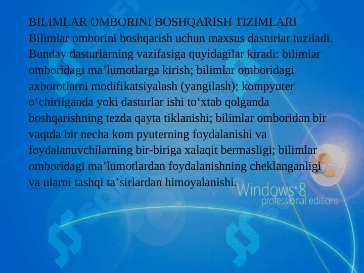 Atibbiyotda ma’lumotlar ombori va bilimlar omboridan foydalanish 6