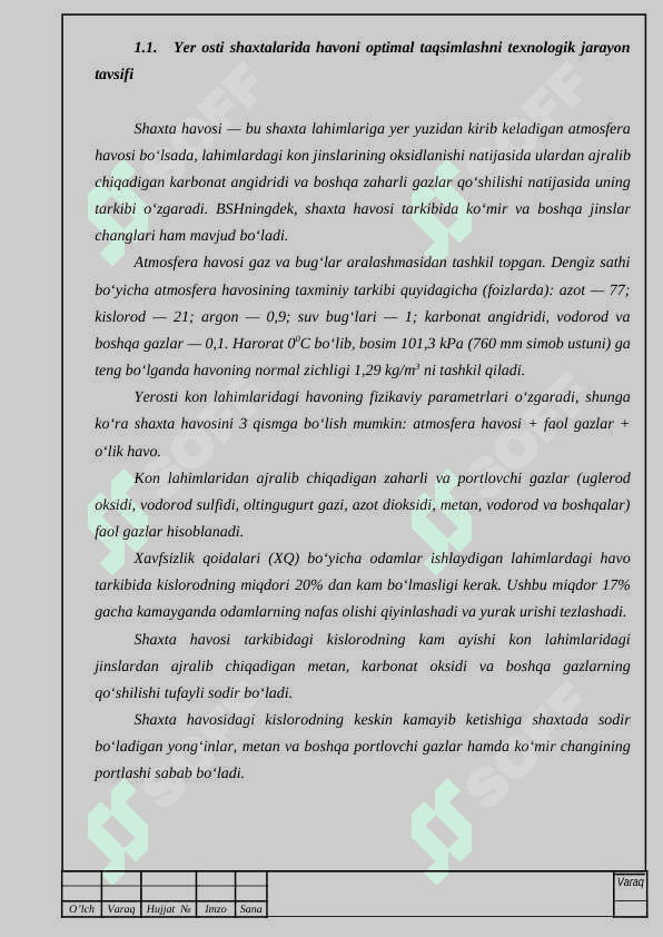 Yer osti shaxtalarida havoni optimal taqsimlashni avtomatlashtirish 5