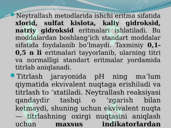 Kialota-asosli titrlash metodlari 6