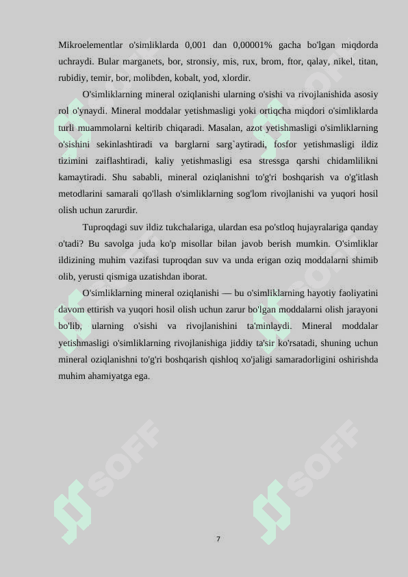 O`simliklarning mineral oziqlanishi 7