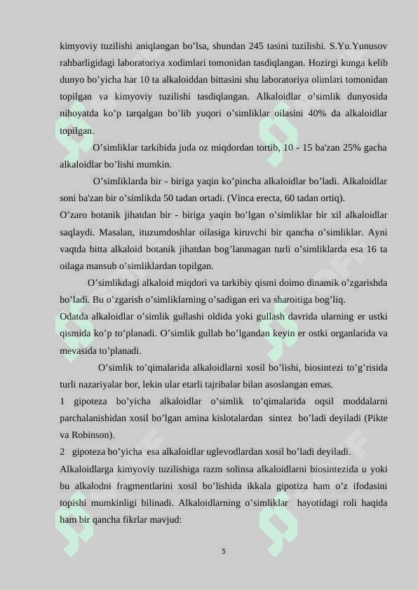 O'simliklardagi alkaloid moddalarni aniqlash 5