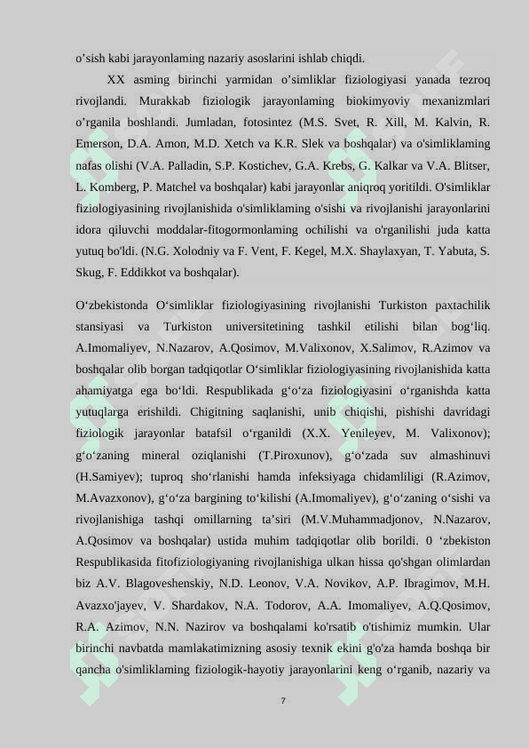 O’simliklarning mineral oziqlanishi 7