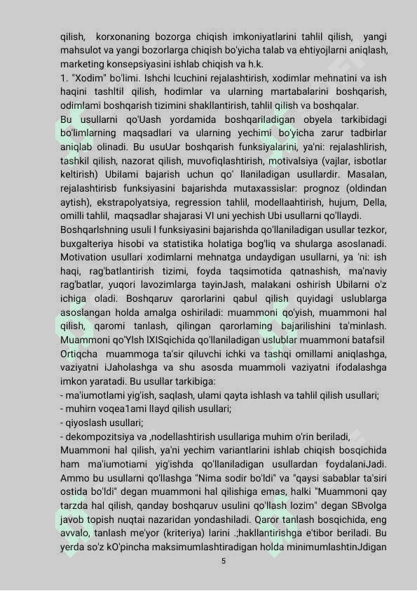 Menejment mustaqil ish 5