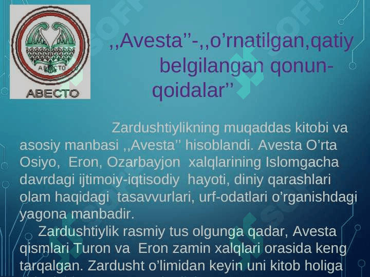 AVESTA-Zardushtiylik dini muqaddas kitobi. 6