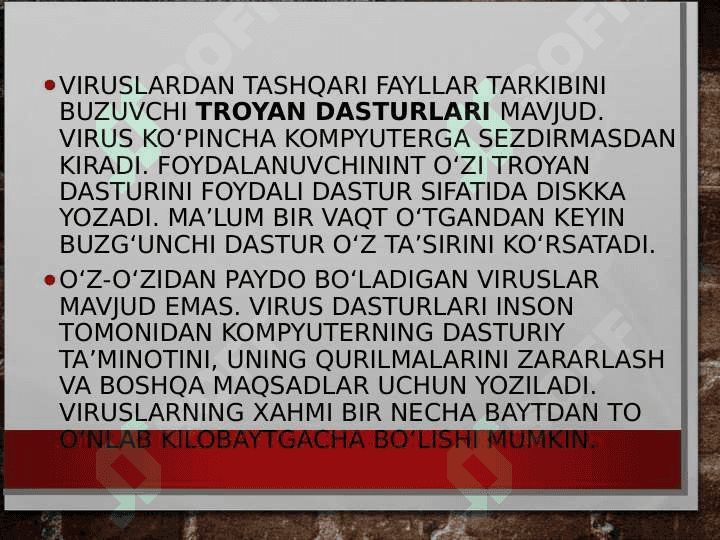 AXBOROTLARNI HIMOYALASH, VIRUSLAR VA ULARGA QARSHI ANTIVIRUS DASTURI 8