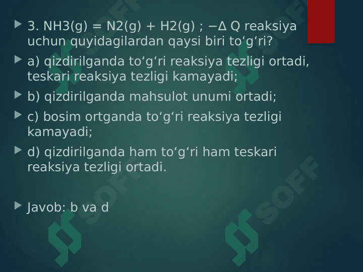 Kimyoviy muvozanatdan 10ta masala yechimi bilan 4