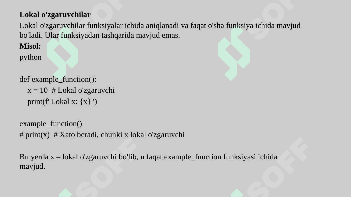 Python dasturlash tilida funksiyalar bilan ishlash 4